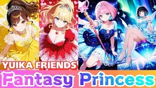 Fantasy Princess★YUIKA FRIENDS【AIイラスト】ユイカたちが美しいプリンセスに変身！宝石、薔薇、星、ハートの王女のドレスであなたを夢の国に誘います🩷