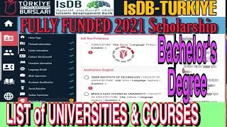 List of Universities and Departments to Apply IsDB-Turkiye Scholarships 2021