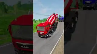 Colour Trucks vs Unfinished Road#b2gplays #Shorts #beamng #beamngdrive #bus # #trucks