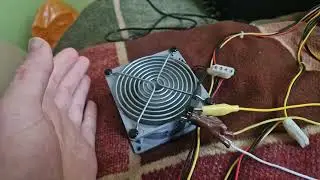 Loud PowerMac G5 fan running off of ATX power supply at 5V and 12V.