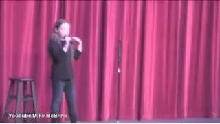 Ten year old stand up comedian Saffron Herndon on stage