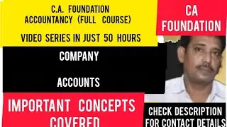 CA Foundation Course Accountancy | Company Accounts | Important Concepts Covered | Part - I