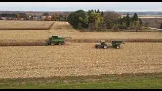 Drone Video: Combining Corn in 2022 #centralontariocanada
