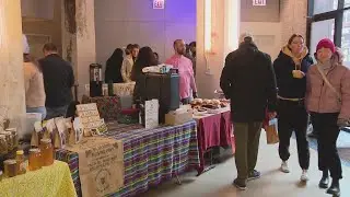 Wicker Park indoor farmers market features fresh produce, local specialty items