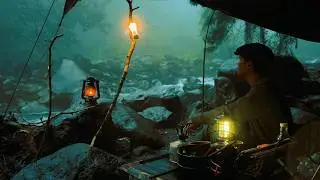 Solo Camping by the River 🌧️ Cooking Alone & Pure River Sounds for Deep Relaxation