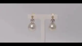 Pendientes Oro Perla Cultivada Y Circonita