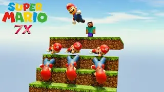 7X Bouncy Softbody Mario Goes Down !! Softbody Simulation | Jelly Mario Falls Down Over & Over