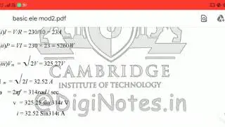 18ELE23, Basic Electrical Engineering, Topic: problems on AC circuits (1)