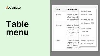 Enhanced table editing with action menus | Documate for ServiceNow