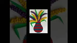Paper crumpling and pasting activity | Paper flower vase carft | #shorts