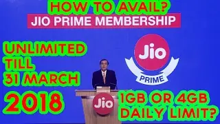 JIO Prime Offer Explained | Unlimited till 31 March 2018? Data Limit? How to activate?
