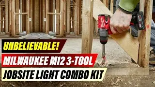 Milwaukee M12 Jobsite Lighting Kit Review: 3 BRIGHT Lights! (Spotlight, Flood, Area Light)