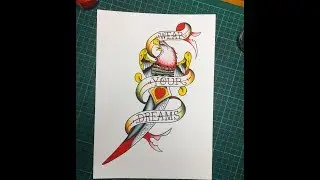 ED Hardy Eagle & Dagger Flash Repaint Tattoo Flash drawing idea