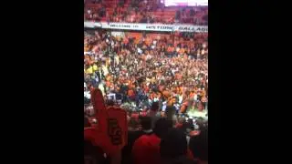 Travis Ford speaks to bedlam crowd
