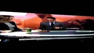 Newscaster falls on air trying to break a wooden board. #channel4news #letstalkaboutitmedia21 #short