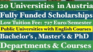 Top 20 Universities for International Students [Study in Austria] Bachelors & Masters Scholarships