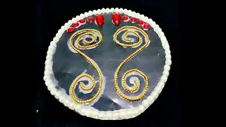 Diwali maa laxmi charan / Lakshmi charan rangoli / Kundan decor / Laxmi charan making