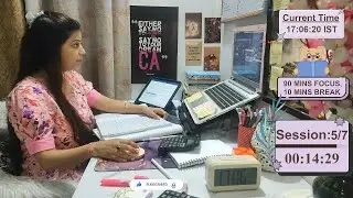 LIVE 12 Hours Study With Me (90 min study + 10 min break) | 🌧️ Rain & Thunder Sound | Pomodoro