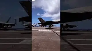 Fighter jet landing on ship 😳🫡