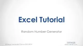 Excel Tutorial. Random Number Generation