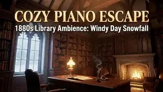 Cozy 1880s Victorian Library | Wind Gush, Fire & Soft Piano