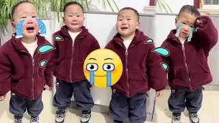 【超萌双胞胎】大胖二胖犯错罚站，一秒表演泪如雨下！犯错时候的嚣张气焰呢？