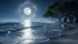 Moonlit Ocean Waves at Night | Deep Relaxation, Stress Relief and Peaceful Sleep Ambience