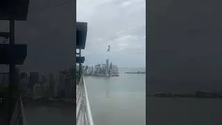 Zipping across the the Building at the Poin in Panama