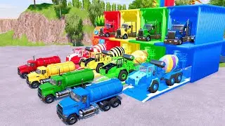 Garage with Colors - ALL MIXER TRUCK KOMATSU MILK TANK WITH DOUBLE FLATBED KENWORTH - FS22