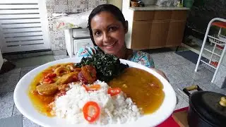 PIRÃO DE BUCHO COM MOCOTÓ+ FOLHA DE BATATA DOCE REFOGADA FEITO NA LENHA