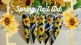Spring Nail Design | Sunflowers