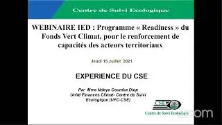 WEBINAIRE sur le programme « Readiness » du Fonds Vert Climat
