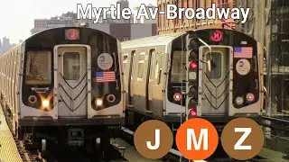 (NYC Subway)R32, R143, R160, R179 (J/Z)(M) Trains @ Myrtle Av