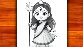 Cute Maa Durga Drawing | Easy Pencil Sketch | Navratri drawing | Durga mata drawing | Drawing | Art