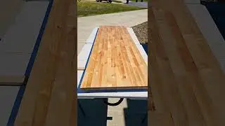 Butcher block for #workbench top. Wipe-on poly. #garageorganization #workshop #diy #diygarage