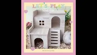 Wooden Hamster House, Assemble Ecological Wood Small Animal Hideout Hut Deluxe Double Deck Villa