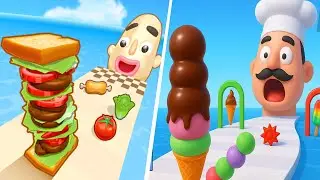 Sandwich Runner 🆚 Stacky Ice Cream Runner🌻🧿🌺🌈Max Levels Walkthrough Android IOS Update Gameplay70473