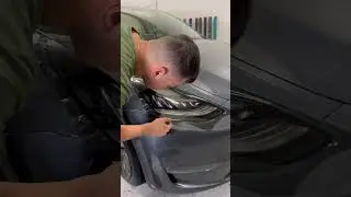 Tesla Model Y Headlights getting smoked 50% PPF Tint, style and protection together