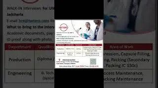 Hetero Labs Limited walk-in interview #Jobs #job #jobseekers #jobvacancy #freshers #pharmajob