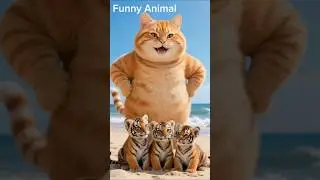 Cat and Tiger Cub Funny video 🤣 #cat #tiger #funny