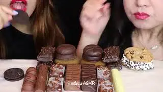 ASMR MILK + DARK CHOCOLATE CANDY ICE CREAM BAR, CHOCOLATE MARSHMALLOW, CAKE POPS, MAGNUM ICE CREAM먹방