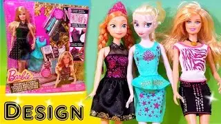 Disney Frozen Elsa and Anna GLAM up at BARBIE sparkle studio Mattel Design dresses