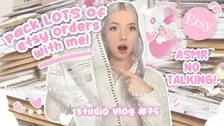 pack LOTS of etsy shop orders with me!! ASMR no talking ♡  studio vlog 075 ♡