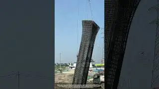 ⚠️ Crane Lifts Bridge Column Rebar Cage WRONG ! Workers Touch Load !