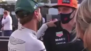 Max Verstappen congratulates Sebastian Vettel and Pierre Gasly