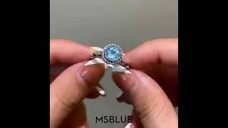 Unique Round Natural Blue Topaz Ring