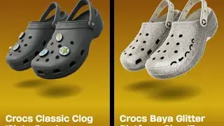 Fortnite New Crocs Classic Clog Slate Grey & New Crocs Baya Glitter Platform Clog Pear + Showcase