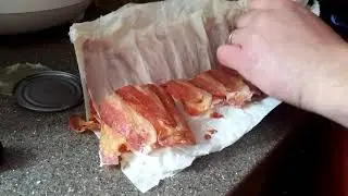 Opening Yoder's canned bacon