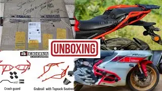Unboxing Best Crash Guard And Grabrail With Toprack Seatrest For R15m | HtExhaust | R15v3 | r15v4