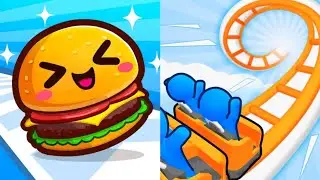 Food Run VS Runner Coaster MAX LEVELS UNLOCKED Gameplay Android,ios